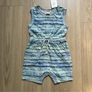 NWT Peek blue cotton romper, size 6-12 months